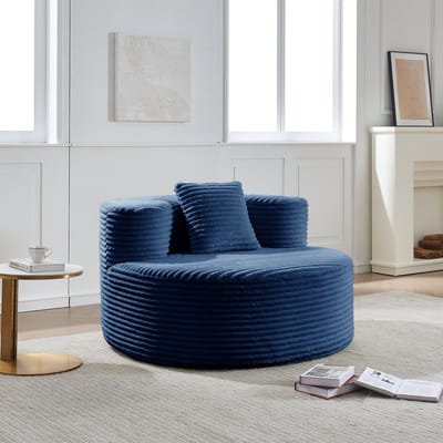Wishdor Zitzakstoel - Zachte Ribstof En Hoge Dichtheid Schuim - Modern Lounge-Ontwerp Voor Woonkamer - Blauw - 112 X 105 X 59 Cm