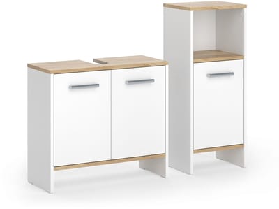 Vicco Badkamermeubelset Karli, Wit/Goudkleurig Eiken, 2-delig