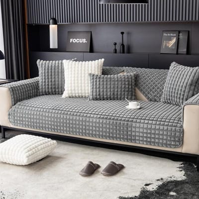 Effen Kleur Bankhoes Universeel Ruit Pluche Antislip Verdikt Woonkamer Bankhoes Modern Bankkussen Armleuning Rugleuning Handdoek 70x70cm 1pcs