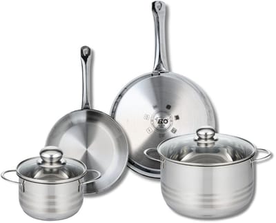 Set van 2 Koekenpannen 24 en 28 cm en 2 kookpotten 16 en 24 cm Elo Profi Brillant