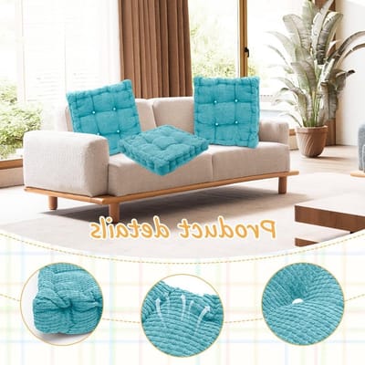 Set van 2 Dikke Tuinkussens 40 x 40 cm voor Binnen en Buiten - Comfortabele Zitting voor Stoelen, Tuinmeubilair en Balkon - Hemelsblauw
