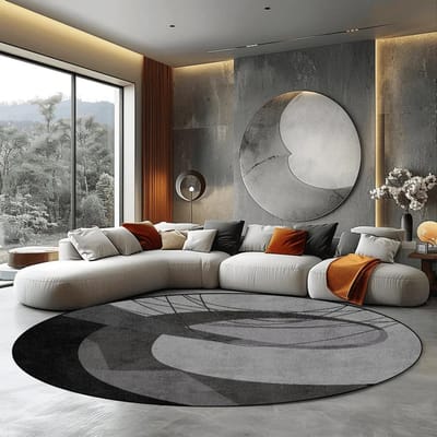 Luxe Modern Grijs Rond Tapijt voor Woonkamer Huisdecoratie Grote Vloerkleden Slaapkamer Tapijt Antislip Vloermat Stoelmatten Wasbaar 60cm 23.6 in