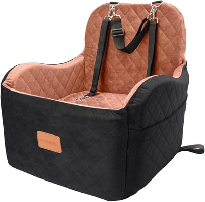 Hondenautostoel - Huisdier autostoel - Veilig reizen - Verhoogd kussen - 48x48x51 cm - Zwart/Bruin