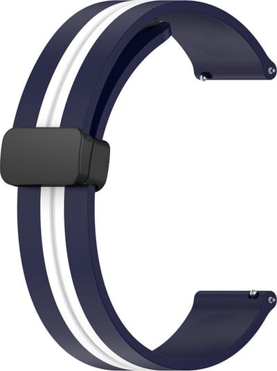 Siliconen bandje - geschikt voor Garmin Venu (2 Plus) / Venu SQ (2) / Vivomove (Style - Sport) / Vivoactive 3 / 5 / 6 / Forerunner 55 / 165 / 245 / 645 / 570 - 42mm - donkerblauw-wit