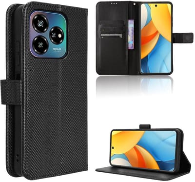 Dailygoods- Beschermhoesje Schokbestendig - ZTE Blade V60 Vita - Flip Case - Koolstofvezel - Portemonnee met Kaartvakken - Zwart - Telefoonhoes