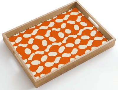 Dienblad hout 50x35 cm - Schootdienblad - Oranje - Organische vormen - Wit - Borrelplank rechthoek - Plateau dienbladen