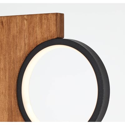 Brilliant Lamp Cheesy LED vloerlamp 140cm mat zwart/bruin hout 20W geïntegreerde LED