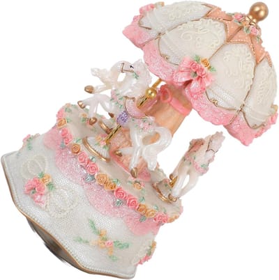 Muziek Ornament - Draaimolen Decoratie - Woonkamer Opvrolijken - Met Lichtjes - 16.5 cm - Wit