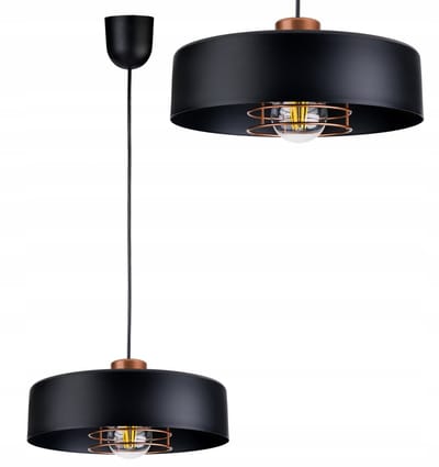 Hanglamp Metaal XL Loft Stijl E27 Zwart met Koper Accent
