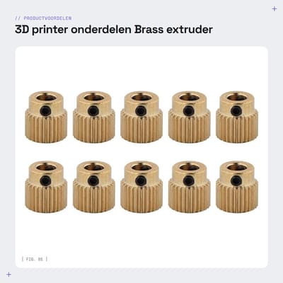 Dailygoods- Extruderwiel 10 Stuks - Messing Aandrijfwiel - 26/40 Tanden - Voor MK7/MK8 - Buitendiameter 11 mm - Duurzaam Aandrijfdeel