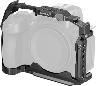 Aluminium camera cage voor Nikon Z5 II, Z5, Z6, Z6II, Z7, Z7II met koud schoenmontage, 1/4''-20 en 3/8''-16 schroefdraad, snelle releaseplaat en strap slots voor stabiliteit en accessoires