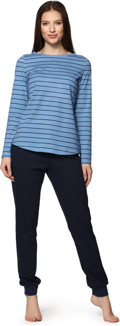 Bellivalini Dames Pyjama - Lange mouwen - Lange broek - Katoen - BLV-BLV50-166-PJ - Oceaan Marine - S