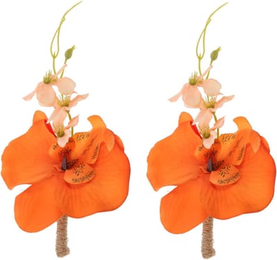 VALICLUD corsage brooch bridal wedding decorations simulated bride bouquet bachelorette party groom boutonniere artificial flowers corsages Wedding Corsage silk flower Orange