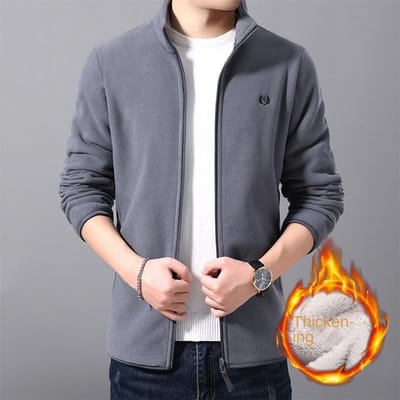 Polar Fleece Jas voor Heren, Herfst en Winter, Standkraag Jas voor Jonge Mannen, Fleece Jas, Rits Vest Top XXXXXL gray