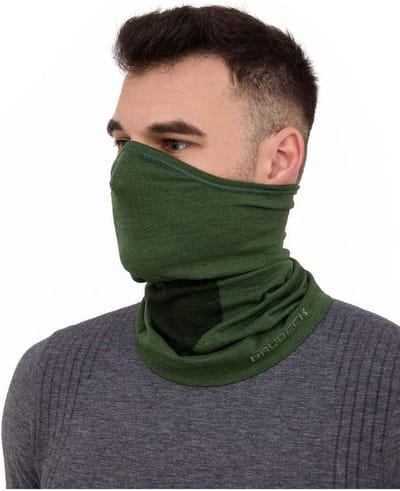 Brubeck Halve Bivakmuts / Half Balaclava – Hoogwaardige Merino Wol Blend – Donker Groen S/M – Unisex