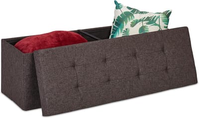 Zitbank met opbergruimte - Kistbank poef - Extra opbergruimte - Opvouwbaar met scheidingswand - 110 x 37.5 x 38.5 cm