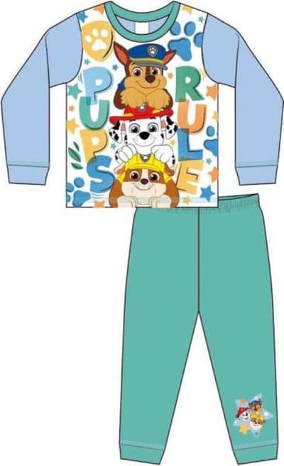 Paw Patrol Pyjama - Maat 86/92 - Wit met groen - Kinderpyjama