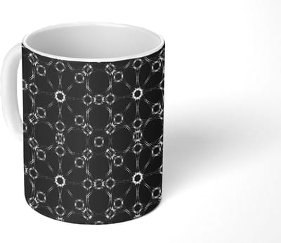 Mok - Koffiemok - Zwart Wit - Patronen - Abstract - Mokken - 350 ML - Beker - Koffiemokken - Theemok
