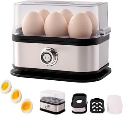 Eierkoker electrisch Slimme Eierkoker - Voor 6 Eieren - Met Automatische Uitschakeling - Multifunctioneel Snelkoken - Ondersteunt Hard/Medium/Zachtgekookte Eieren - Knopgestuurd Bediening