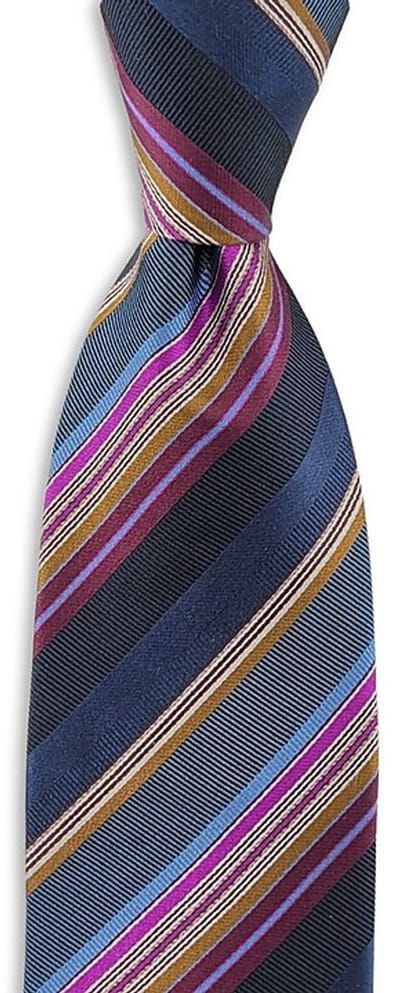 We Love Ties - Stropdassen - Damesstropdas Vivid Stripes - blauw / fuchsia / oker / ecru