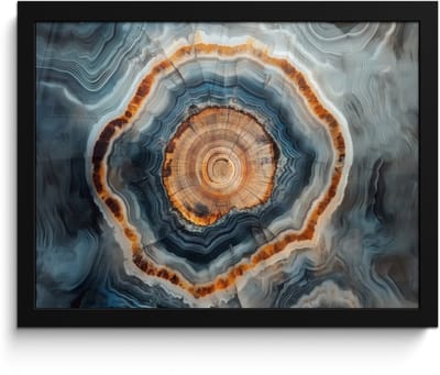 Poster in lijst - Fotolijst 40x30 cm - Posters - Cirkel - Ringen - Steen - Tinten - Posterlijst zwart - Decoratie - Wanddecoratie woonkamer - Muurdecoratie slaapkamer