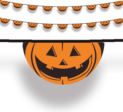Fiestas Guirca Halloween/horror thema feestslinger - 2x - pompoenen - pvc - 550 cm - feestversiering vlaggenlijn