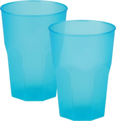 Santex drinkglazen frosted - turquoise - 12x - 300 ml - onbreekbaar kunststof - Cocktailglazen