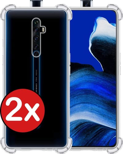 Hoesje - 2 Stuks - Geschikt voor OPPO Reno 2 - Sterk & Shockproof - Back Cover - Siliconen Case - Telefoon Hoes Shock Proof - Telefoonhoes - Transparant