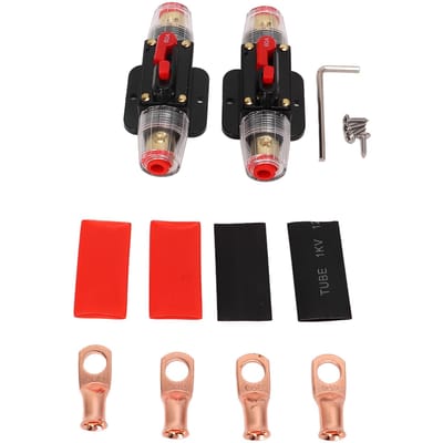 12?24V In-line Stroomonderbreker met Handmatige Reset Zekeringhouder Batterijaansluitingen Krimpkousen voor Auto black