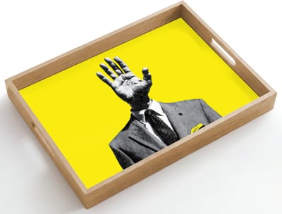 Dienblad hout 50x35 cm - Schootdienblad - Pak - Hand - Geel - Borrelplank rechthoek - Plateau dienbladen