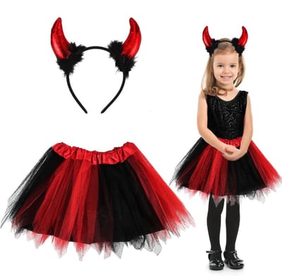 Dailygoods- Heksenkostuum voor Meisjes - Heksenjurk - Carnaval - Tule Rok - Cosplay - Verstelbare Tailleband - 30 cm Lengte - Verkleedkostuum