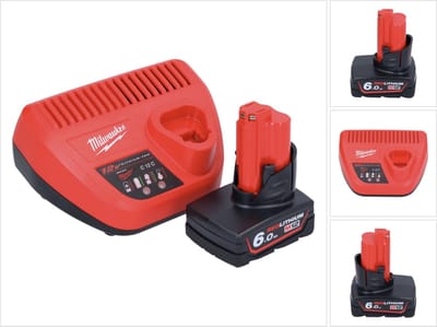 Milwaukee M12 NRG-601 starterset 1x 12 V 6,0 Ah Li-Ion accu + C12 C oplader