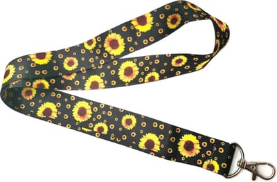 Zonnebloemen Zwart - Sleutelkoord - Lanyard 48 cm