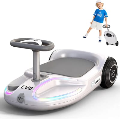 EVERCROSS Elektrische Wiggle Car voor Kinderen - 4-in-1 Loopauto met Pedaal, 90W Motor, 3 Snelheden, 360° Besturing, LED Verlichting & Bluetooth, Opvouwbaar