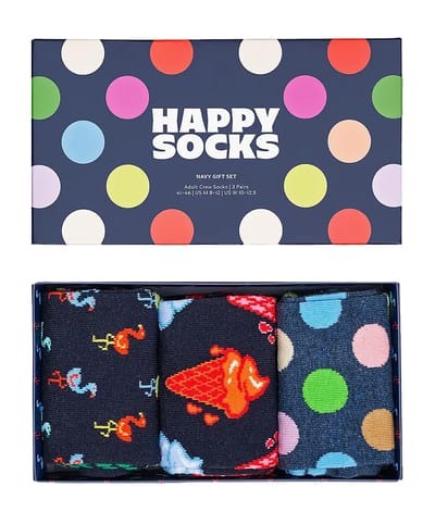 3-Pack Unisex Funky Design Cadeausokken Set - Marineblauw