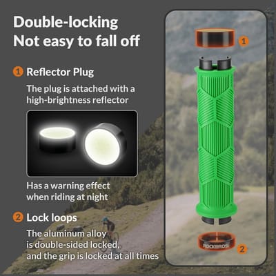 Ergonomische Fietsstuurgrepen met Reflectoren - Antislip, Lock-On Grips voor Mountainbike en Racefiets (22.2mm)