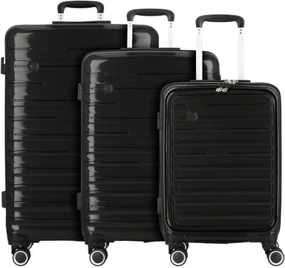 cocoono Madrid 4 wielen Kofferset 3-delig - Harde bagage - TSA slot - schwarz