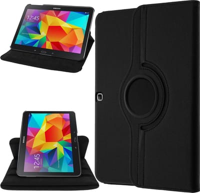 Avizar Foliohoes Geschikt voor Samsung Galaxy Tab 4 10.1 T530 Zwart met klep, video ondersteuning 360° portret/landschap, Zwart