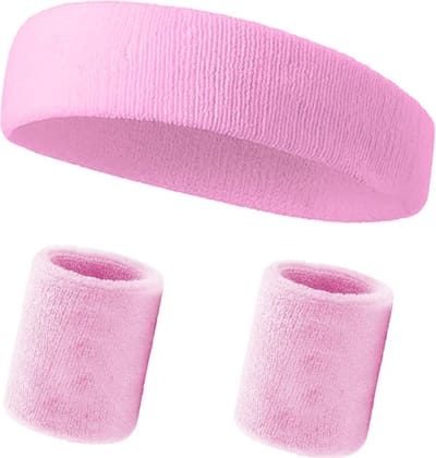 Consumerce® Sportieve Zweetbandset Roze – Hoofdband en 2 Polsbandjes – Zweetband – Polsband – Polsbandje – Zweetbandje – Zweetbandjes – Sport – Haarband - Pols
