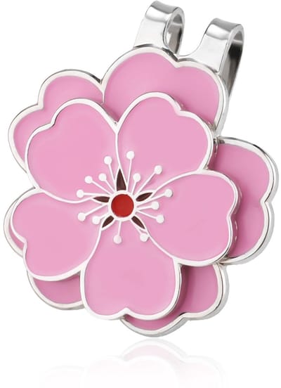 Dailygoods- Golfbalmarker Roestvrij Staal - Magnetische Hoedclip - Bloemvorm - Accessoires voor Golf - Lichtgewicht - Kleur: Roze - Golfaccessoire