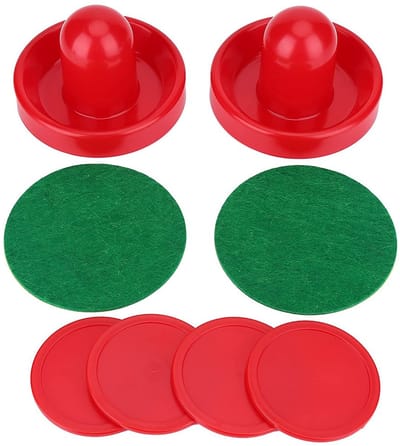 Dailygoods- Air Hockey Pucks Lichtgewicht - Vervangende Pucks - Duurzaam - Slider Pusher - 4 Puck Pack - Inclusief 2 Pushers - Ijshockeypucks