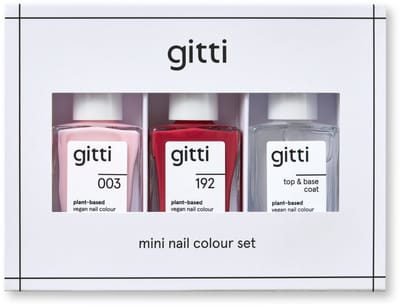 gitti - Nagellak - Mini Starter Set - Ademende nagellak - Top & Base Coat - Kleuren Roze & Rood Roze -Natuurlijk & vegan - Cadeautip