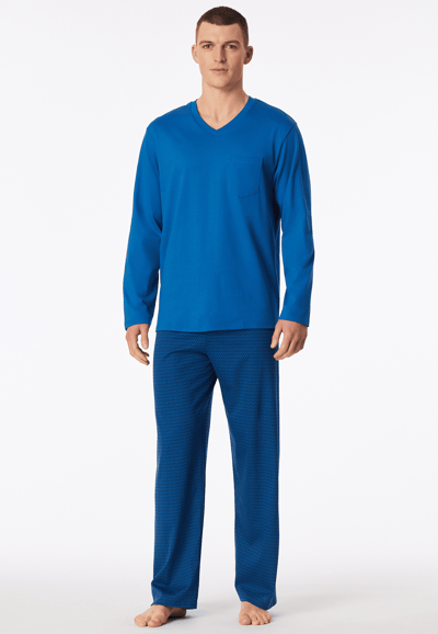 Lange pyjama met v-hals en borstzak, met aquariumpatroon - Comfort Essentials 54