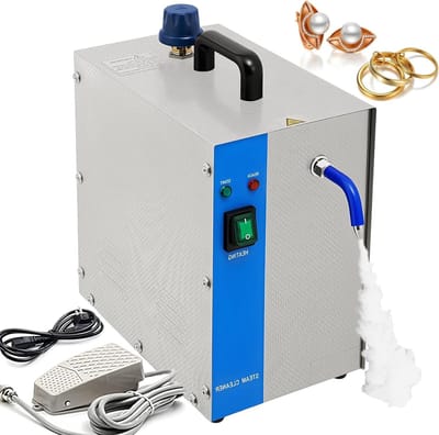 Stoomreiniger Sieraden - Reinigingsapparaat Edelmetalen - Sieraden Reinigen - Krachtige Hoge Druk - 2L Tank - Zilver Blauw
