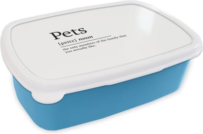 Broodtrommel Blauw - Lunchbox - Brooddoos - Quotes - Pets - Huisdieren definitie - Woordenboek - Spreuken - 18x12x6 cm - Kinderen - Jongen