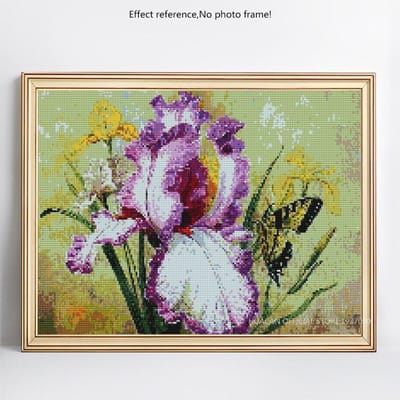 Strass Fleur Peinture Diamant Ronde Complète Vente Broderie Diamant Point de Croix 20X30CM beige