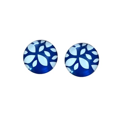 Clip oorbellen- Blauwe bloem- 2 cm- geen gaatje- Charme Bijoux