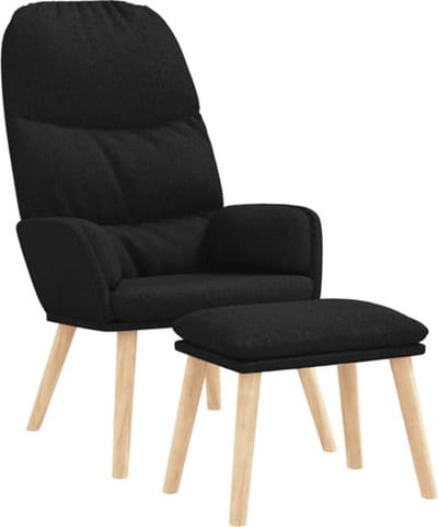 vidaXL - Relaxstoel - met - voetenbank - stof - zwart