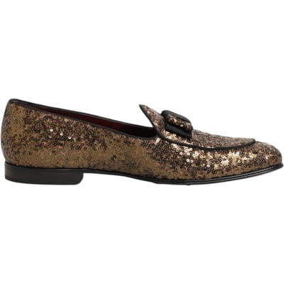 Dolce & Gabbana Gouden Paillette Instaploafers Heren Dresschoenen