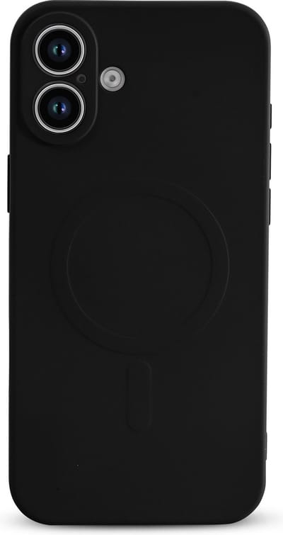 Casemania Hoesje Geschikt voor Apple iPhone 16 - Zwart - Liquid Siliconen Back Cover Case - met Sterke magneetring geschikt voor MagSafe - Telefoon hoes met Camera Bescherming